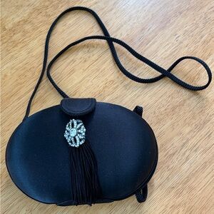 CHARMING *CARLO FELLINI* Black Evening Purse SM. Handbag/tassle Bag/ Crossbody